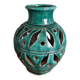 Vase artisanal ajouré emeraude
