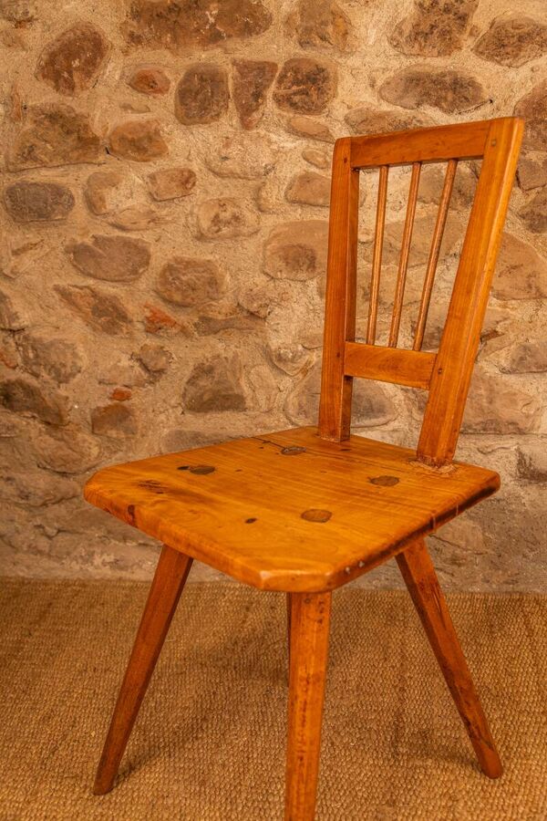 Chaise de Ferme Alsacienne du XIXe Siècle, Finition Cirée