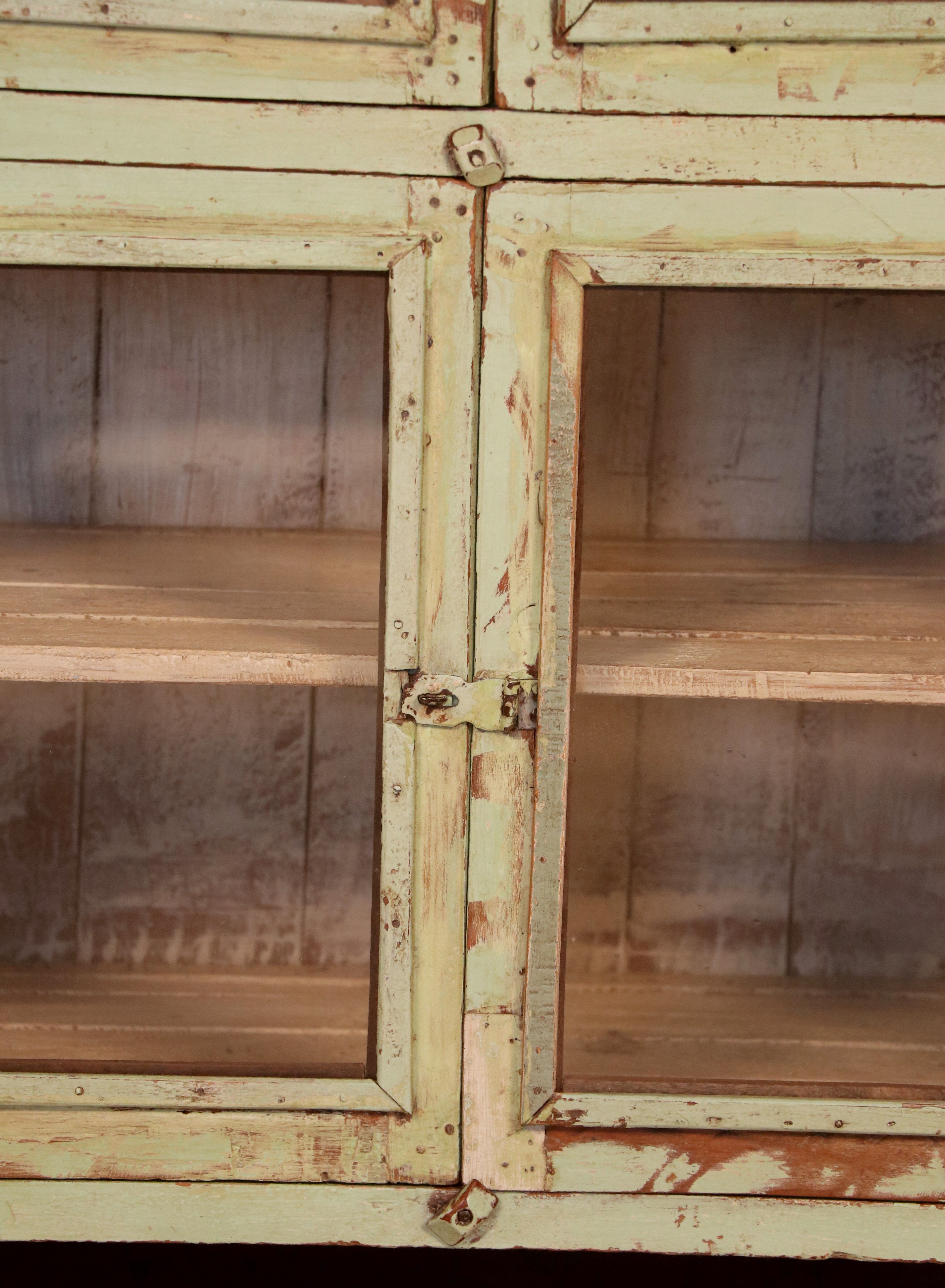 Old Burmese teak dresser original pistachio green patina