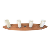 Suspension lamp ceiling light Scandinavian surf teak frosted glass vintage 70s
