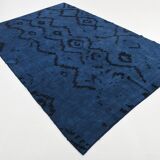 7x10 Navy Blue & Black Turkish Kilim Rug, 204x296Cm