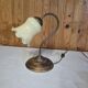 Tulip table lamp with a swan neck in brass and opaline Art Deco.