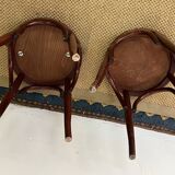 Pair of low vintage “Thonet” style bentwood stools