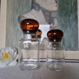Pair of vintage Belgian glass pharmacy jars from the 1970s, very decorative