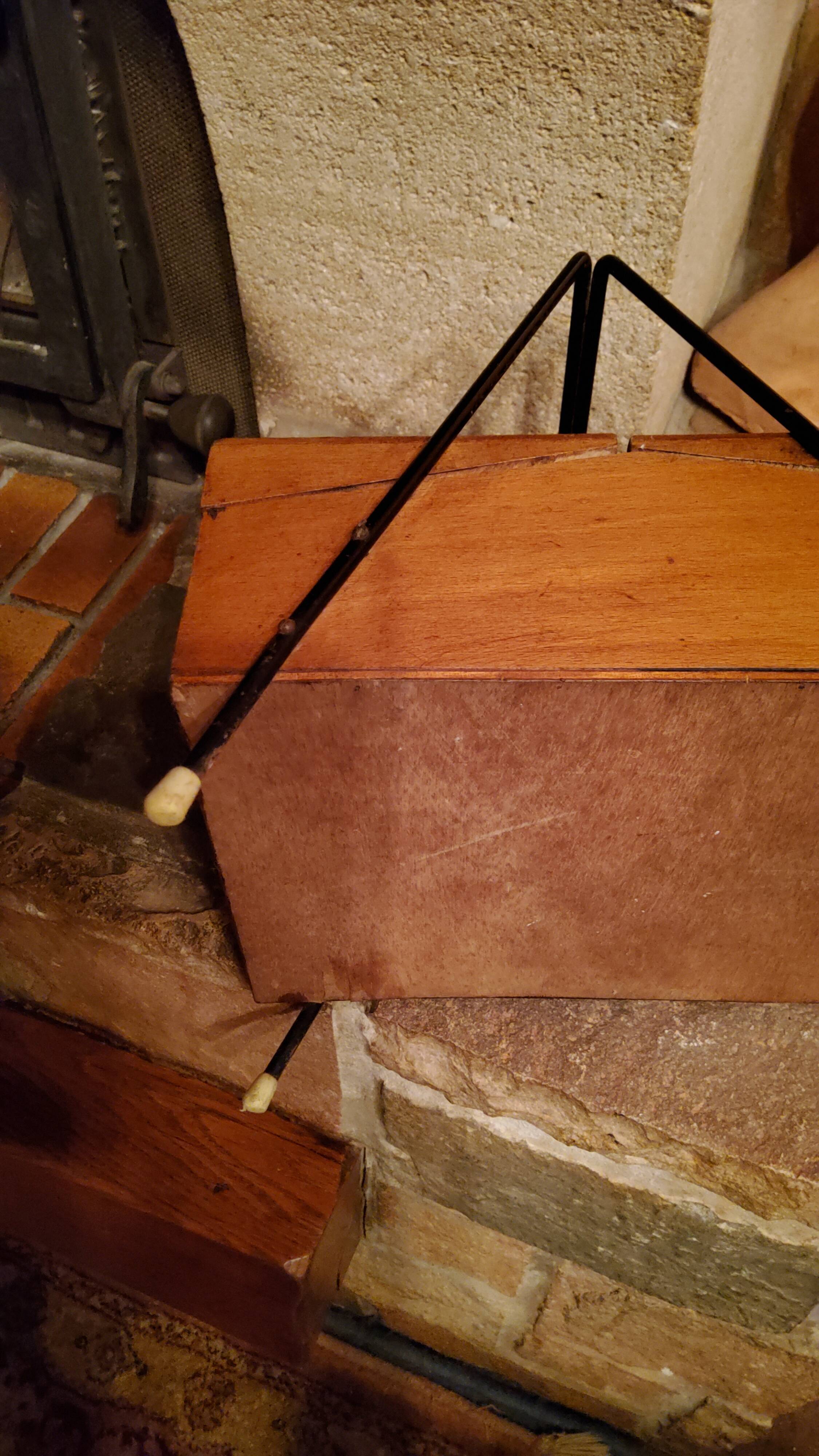 Sewing box from the 50s in wood and black metal