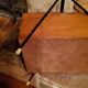 Sewing box from the 50s in wood and black metal
