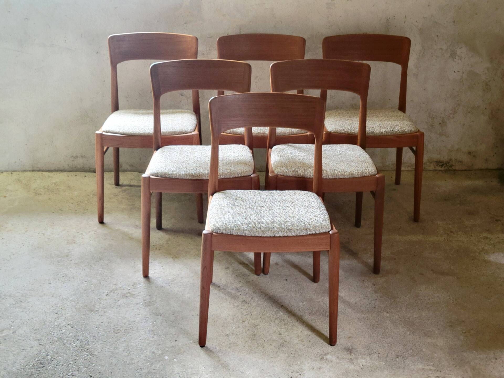 Set of 6 Henning Kjærnulf chairs for KS Møbler in teak, Denmark 1960