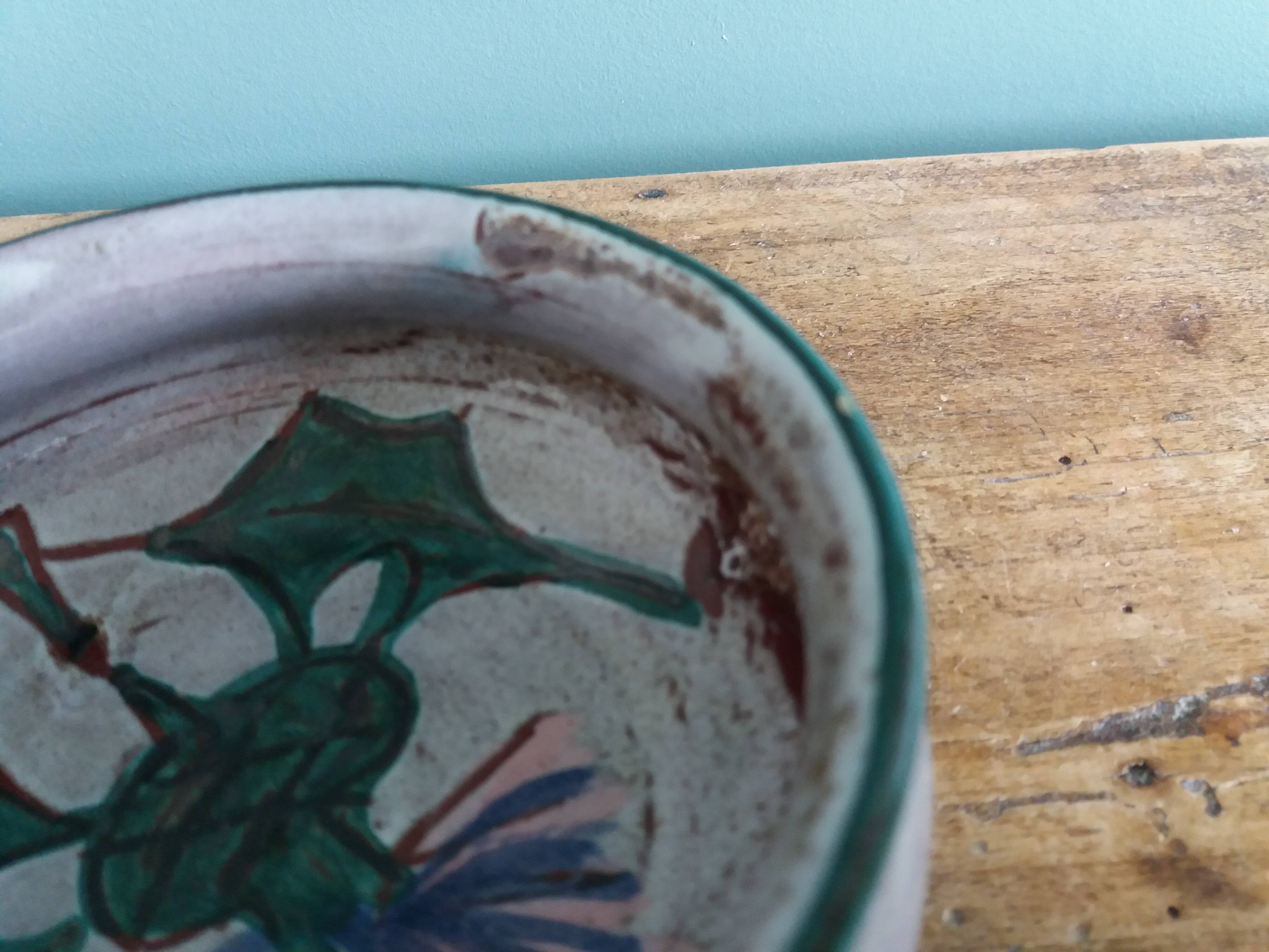 Caquelon dish, thistle decoration by Etienne Daniel, Vallauris