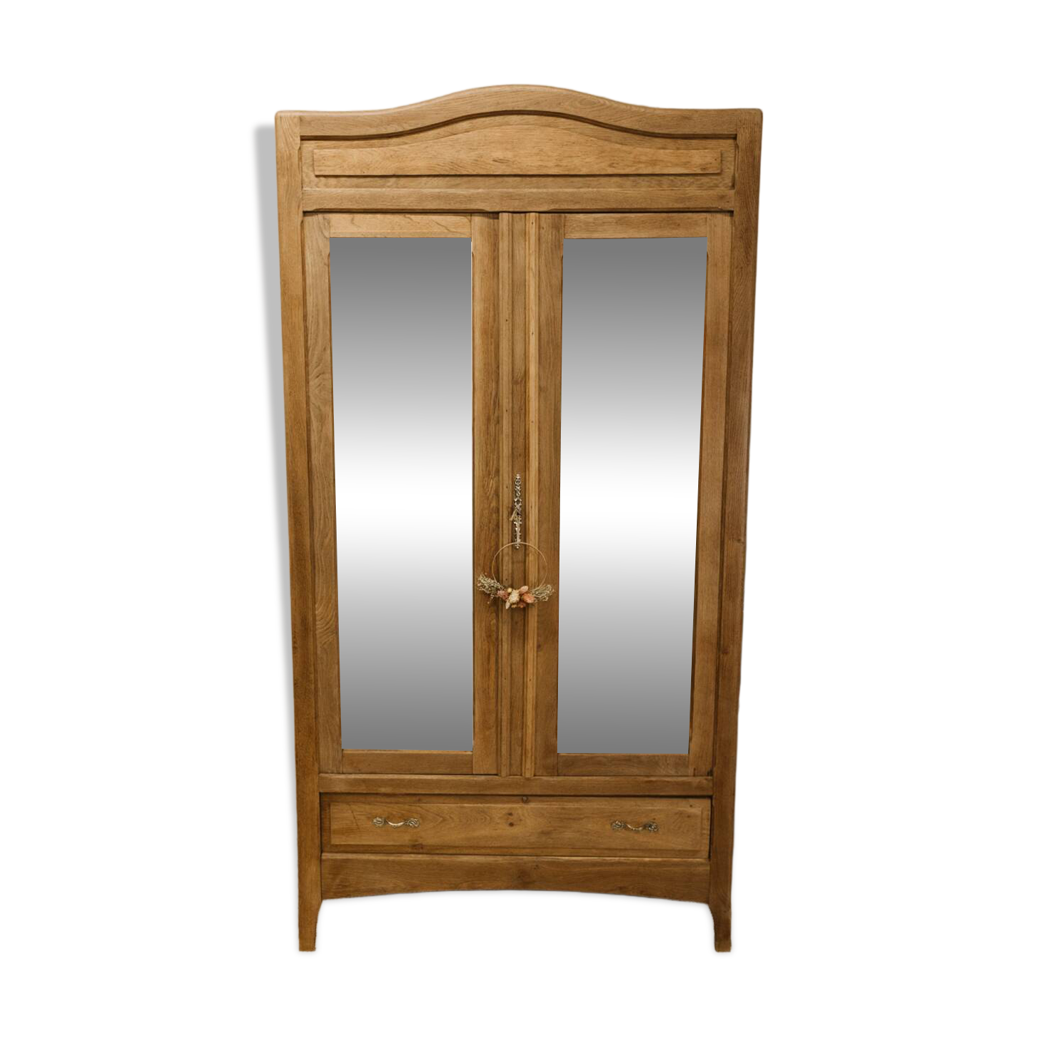 Antique oak wardrobe with mirror – fully restored