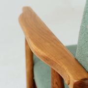 Pair of vintage long chairs mint green bouclé 1970