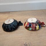 Tasting wine, bowls signed A. Dressinval, ceramist from Vallauris, 1960s.