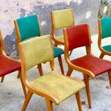 Suite de 6 chaises des années 70