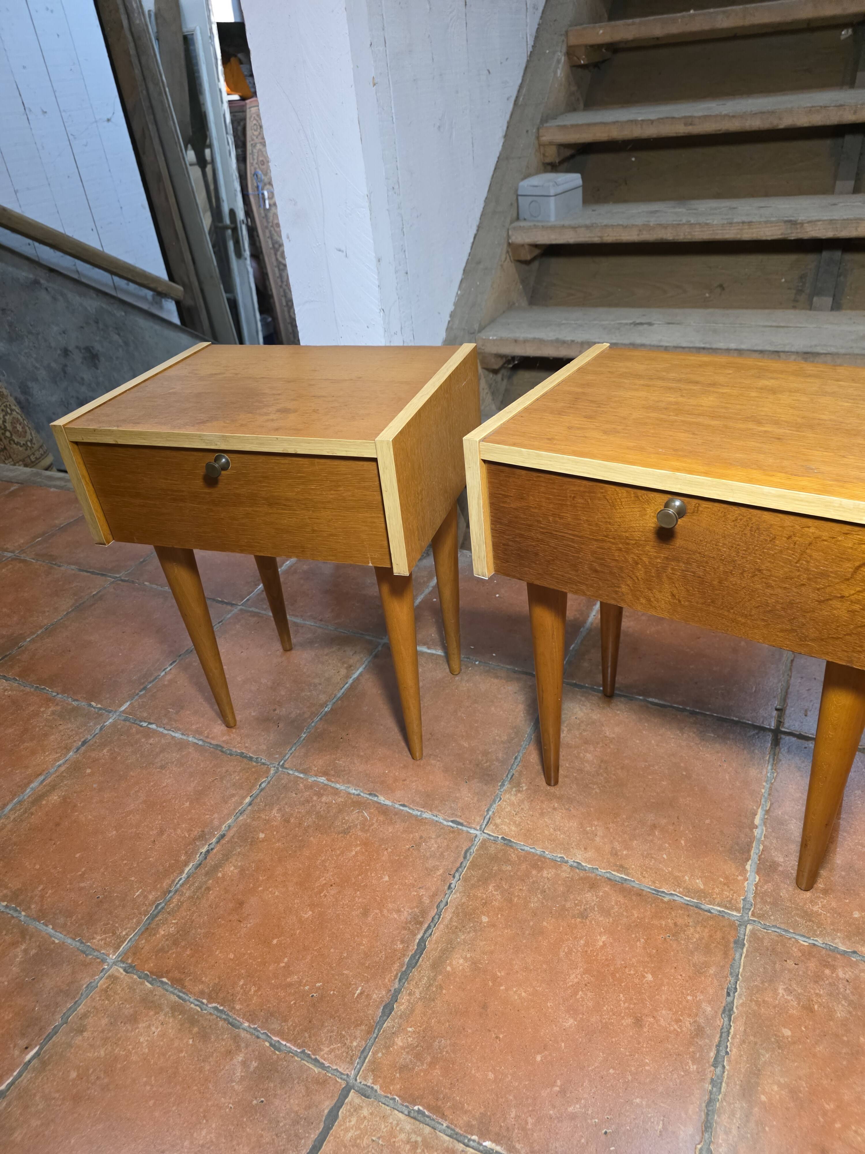 Pair of oak bedside tables from the 1960s.