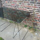 Steel wire desk and smoked glass tray