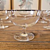 Vintage crystal ice cream cups with silver rim