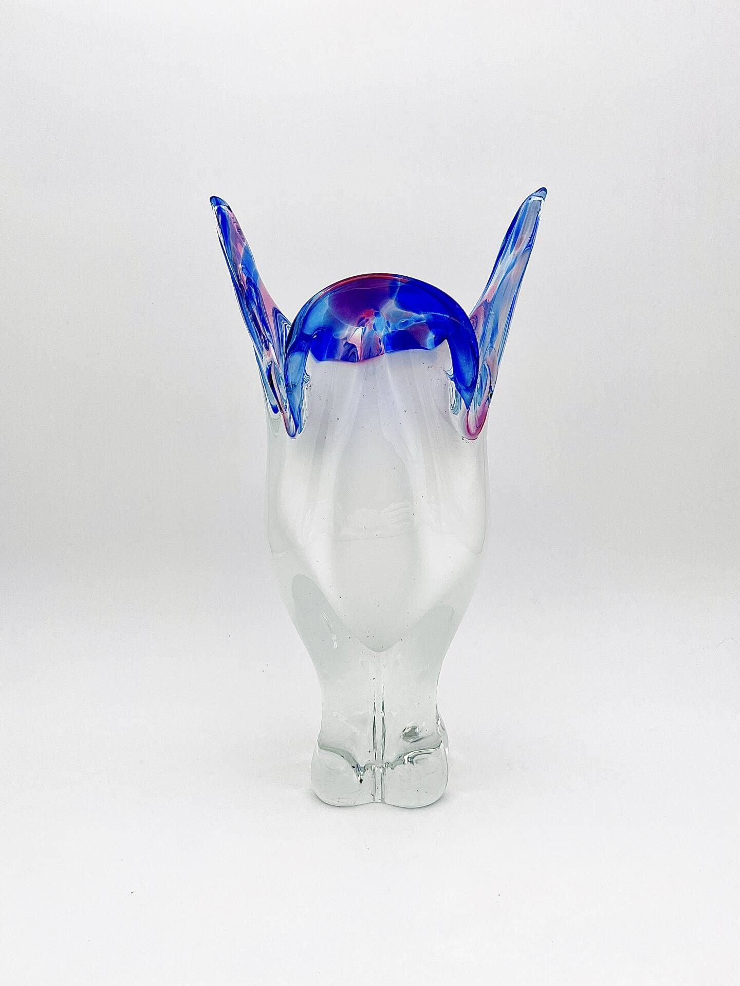 Monumental Vase Josef Hospodka Chribska Sommerso White Crystal 33cm