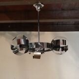 Space age design chandelier in vintage chromed metal year 70