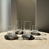 Set of 4 fossilized wooden coasters