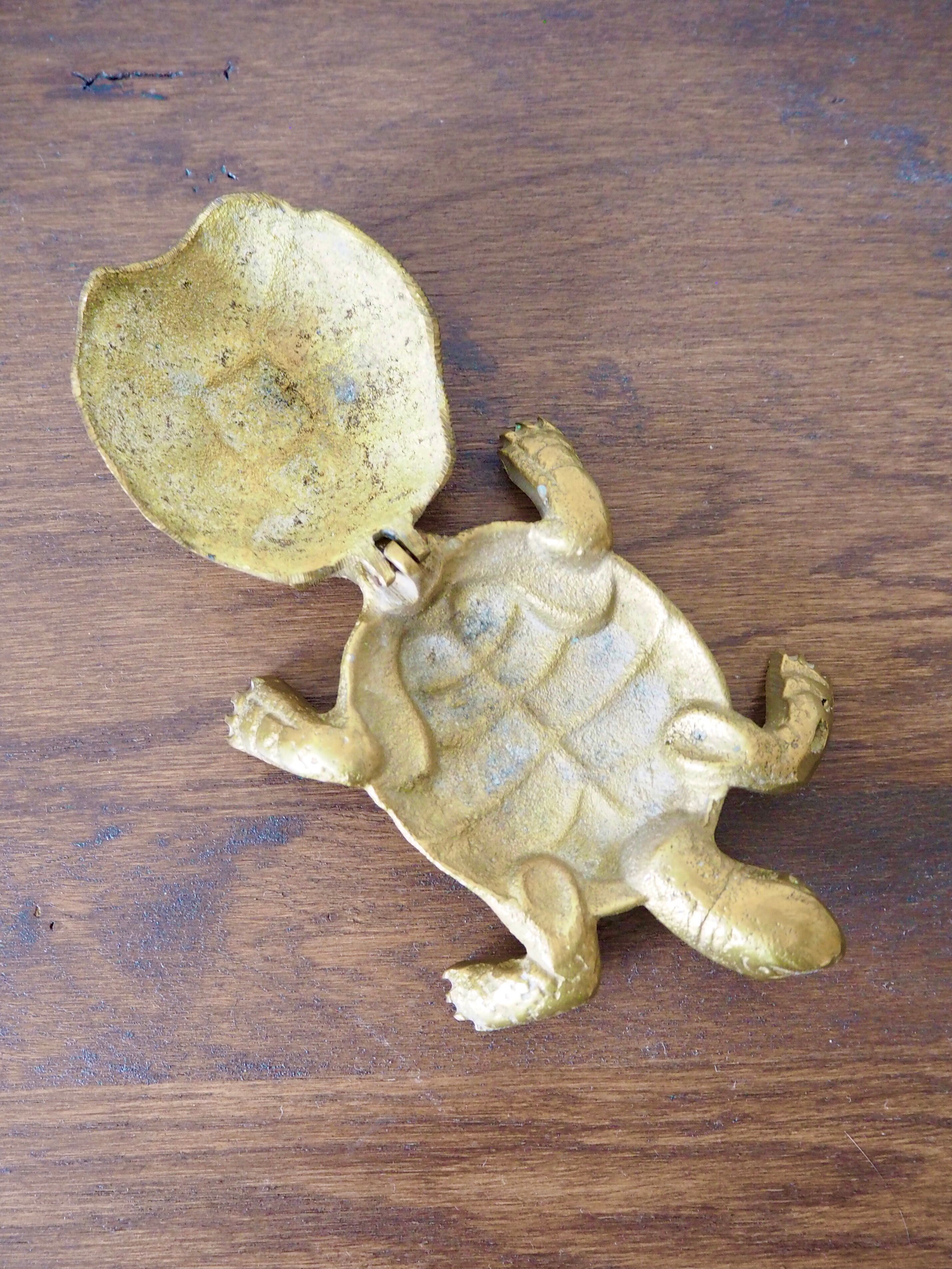 Brass turtle ashtray