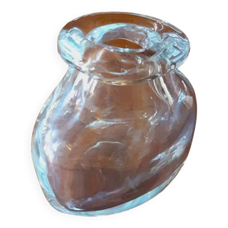 Vase vintage année 70 forme libre en verre Soufflé