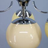 Chandelier en chrome et en verre champagne Art Déco, Tchécoslovaquie, années 1930