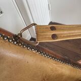 Vintage Faux bamboo, leather campaign folding chair by Maison Jansen, 1950s