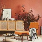 Fauteuil Vintage avec Repose-Pieds  terracotta Bouclette