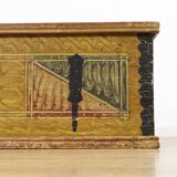Antique painted folk art wedding chest