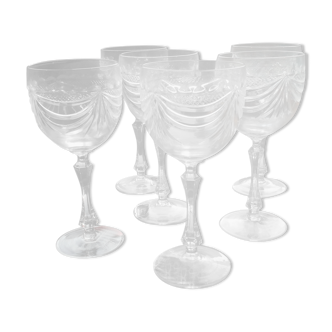 Set of 6 crystal stemmed glasses