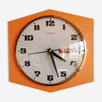 Horloge vintage pendule murale "Beroz Orange"