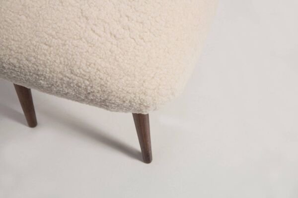 Tabouret Bouclé Beige Clair Mid-Century Modern, Europe, 1960s