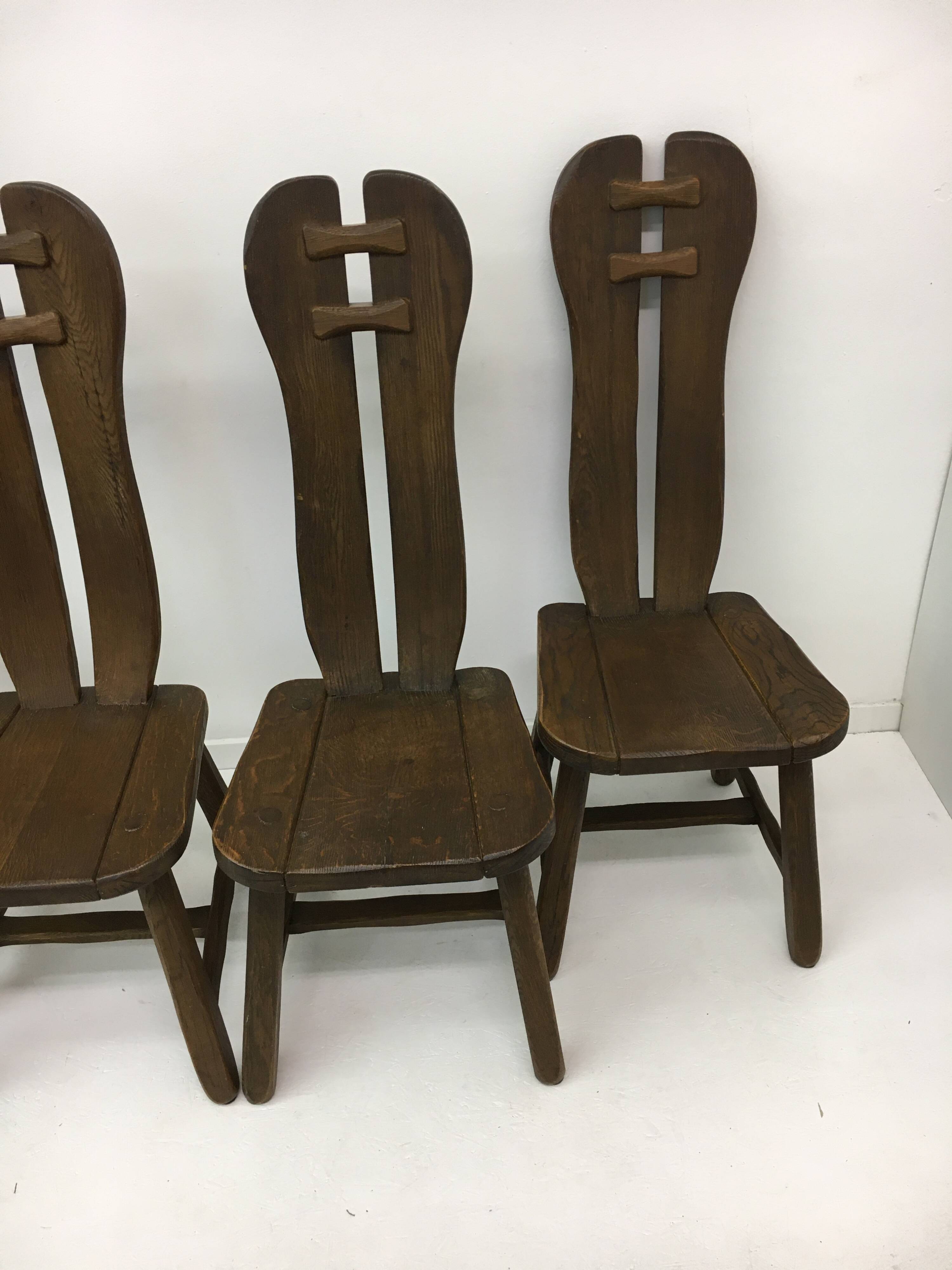 Set of 4 Belgian Brutalist Dining Chairs from De Puydt, 1970’s