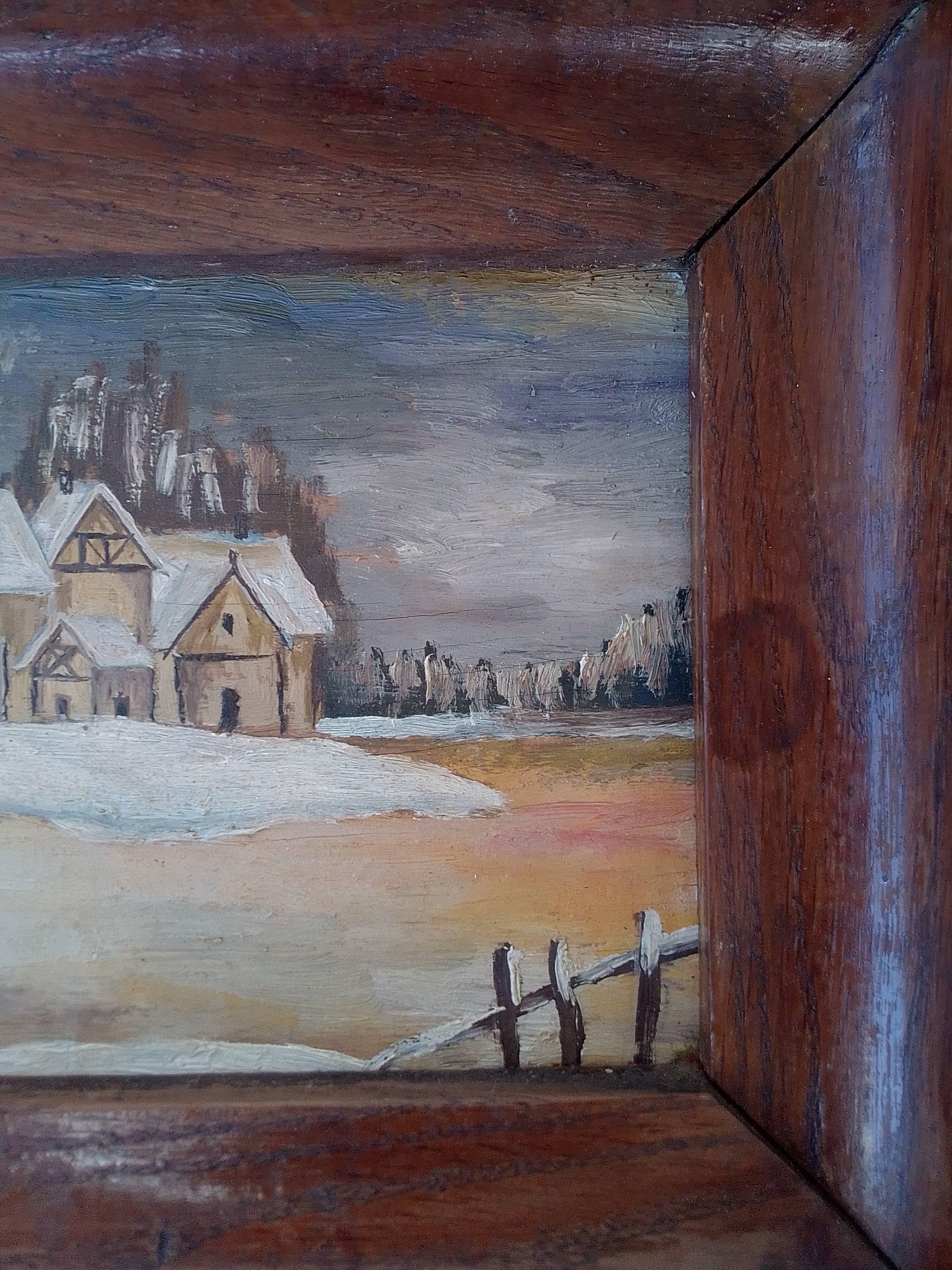 Tableau huile sur toile paysage enneigé