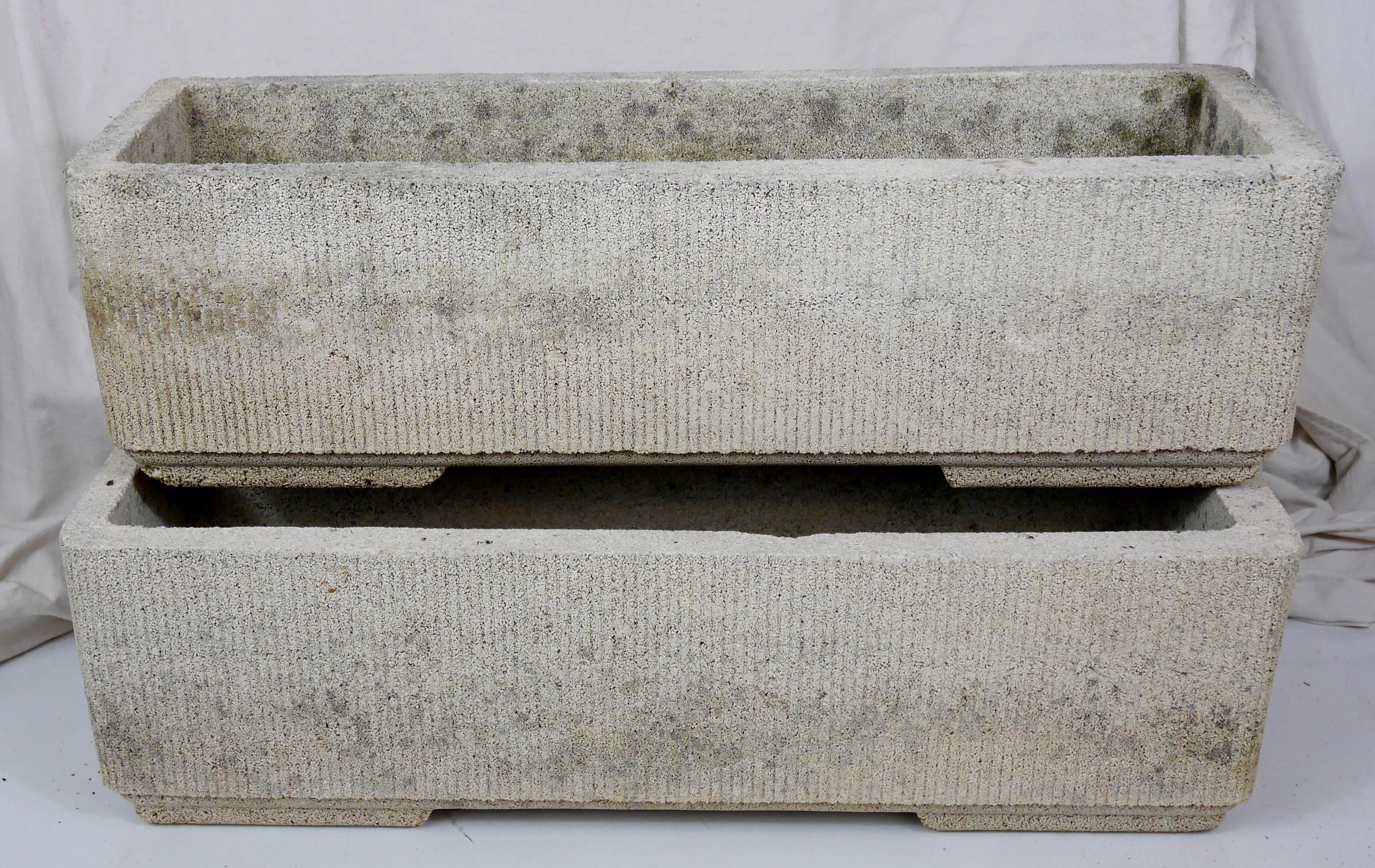 pair old gardeners reconstituted stone fluted grandon
