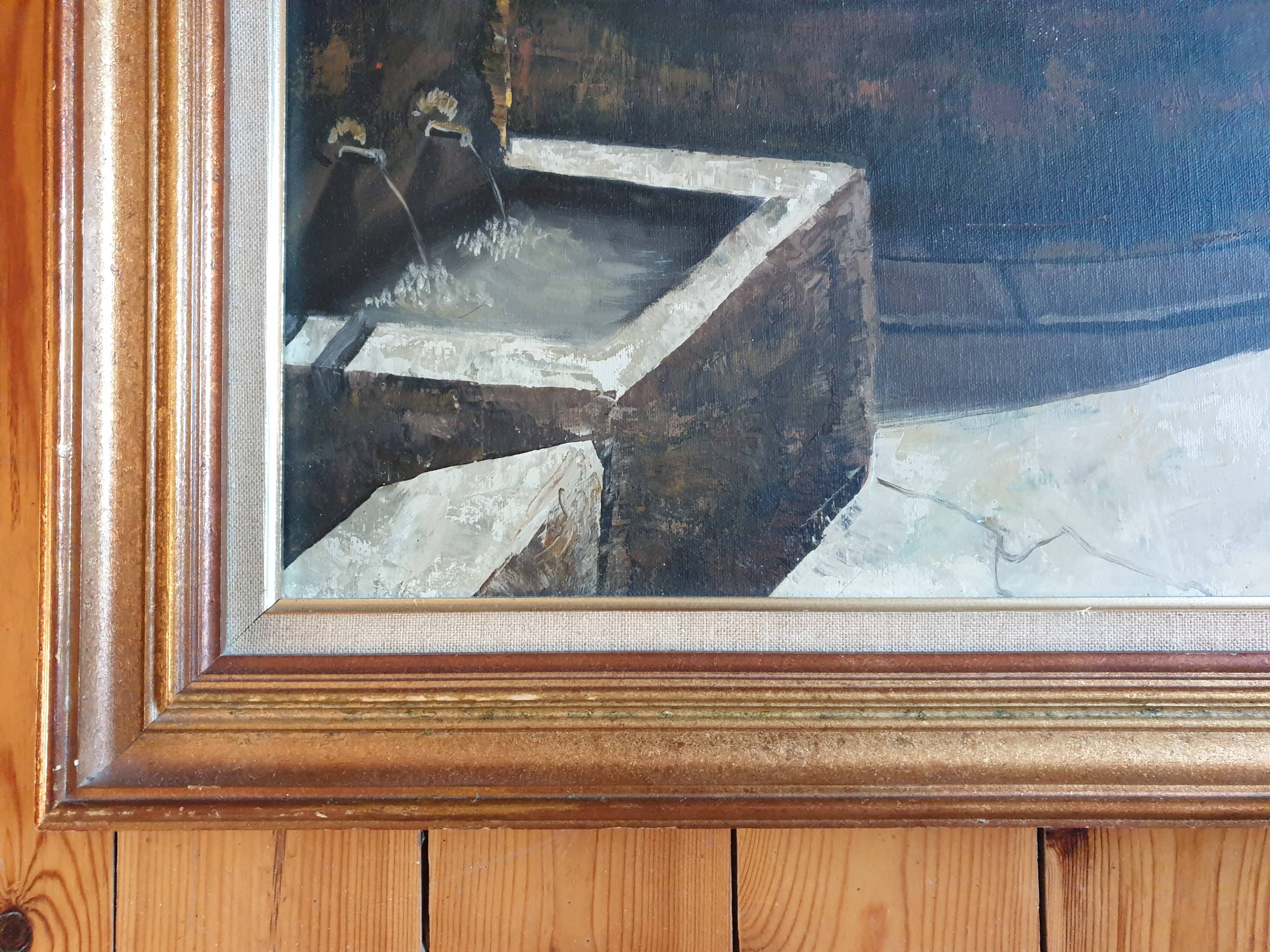 Oil on canvas Lainas Fontaine Saint Paul de Vence signed framed 72 X 62