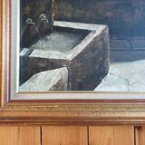 Oil on canvas Lainas Fontaine Saint Paul de Vence signed framed 72 X 62