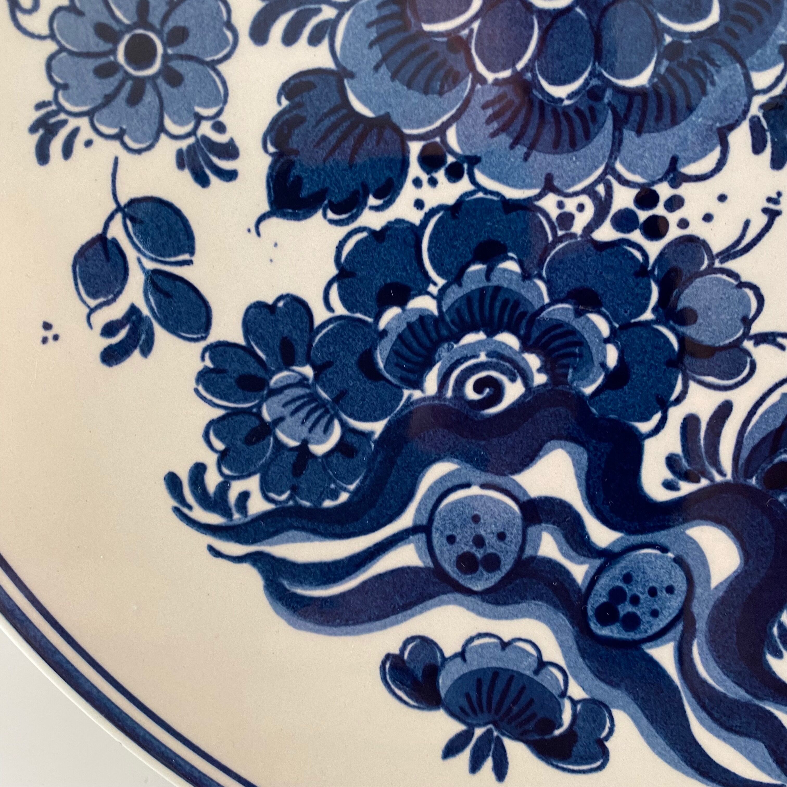 Delft Blue Wall Plate, Retro Cottage Blue White, Hand Painted, Royal Goedewaagen The Netherlands