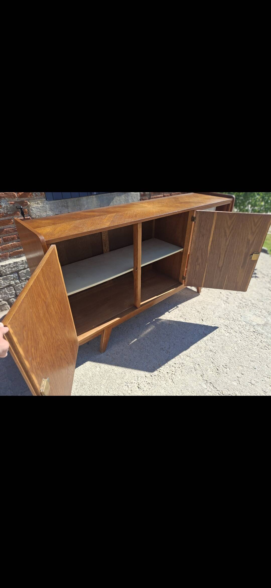 Vintage 50s/60s wooden enfilade – Scandinavian style – bar display cabinet