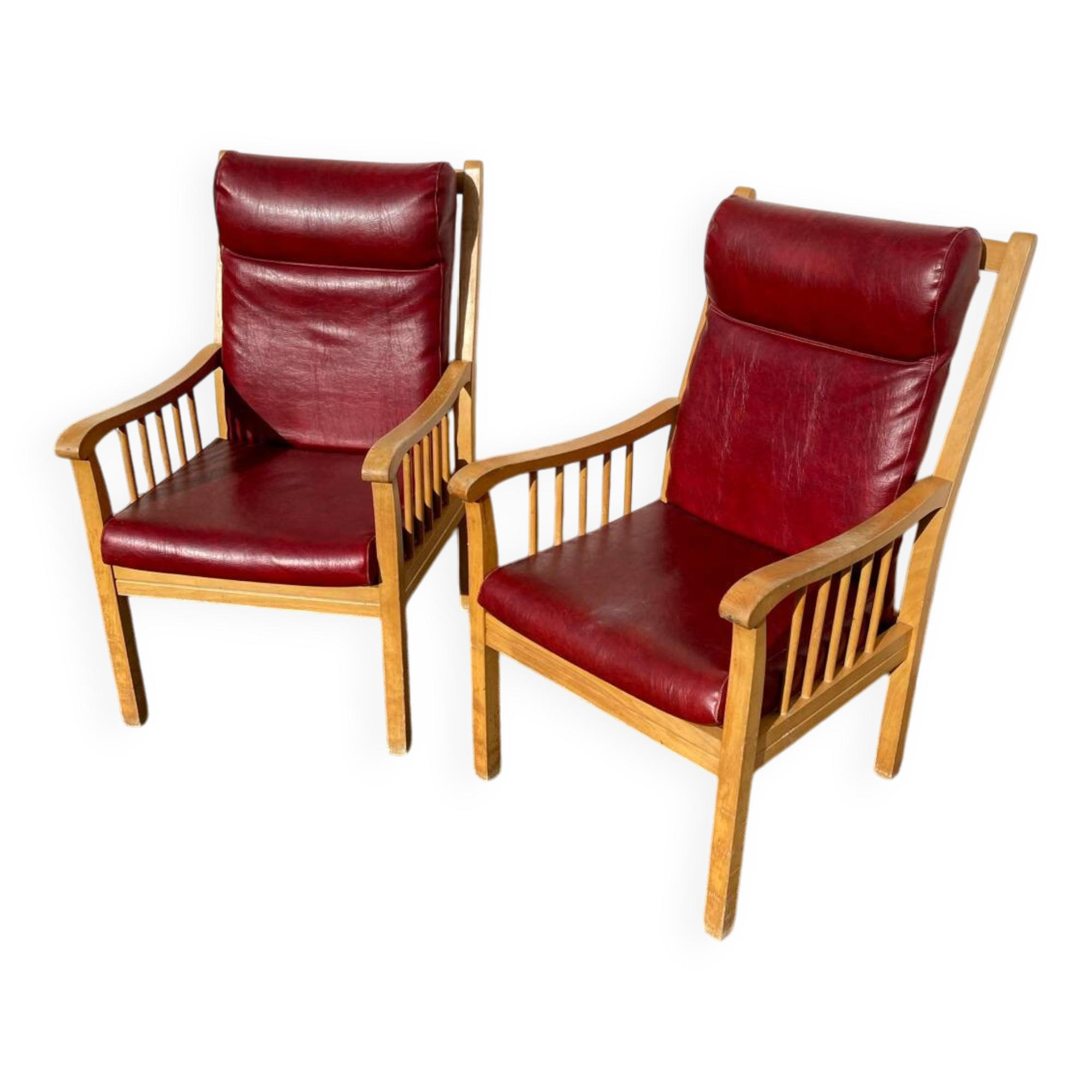 Pair of Baumann leather armchairs