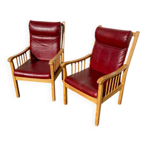 Paire de fauteuils cuir