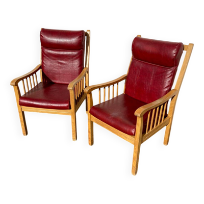 Paire de fauteuils cuir baumann