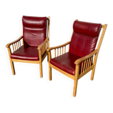 Pair of Baumann leather armchairs