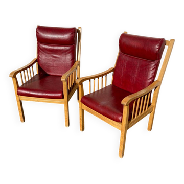 Paire de fauteuils cuir baumann