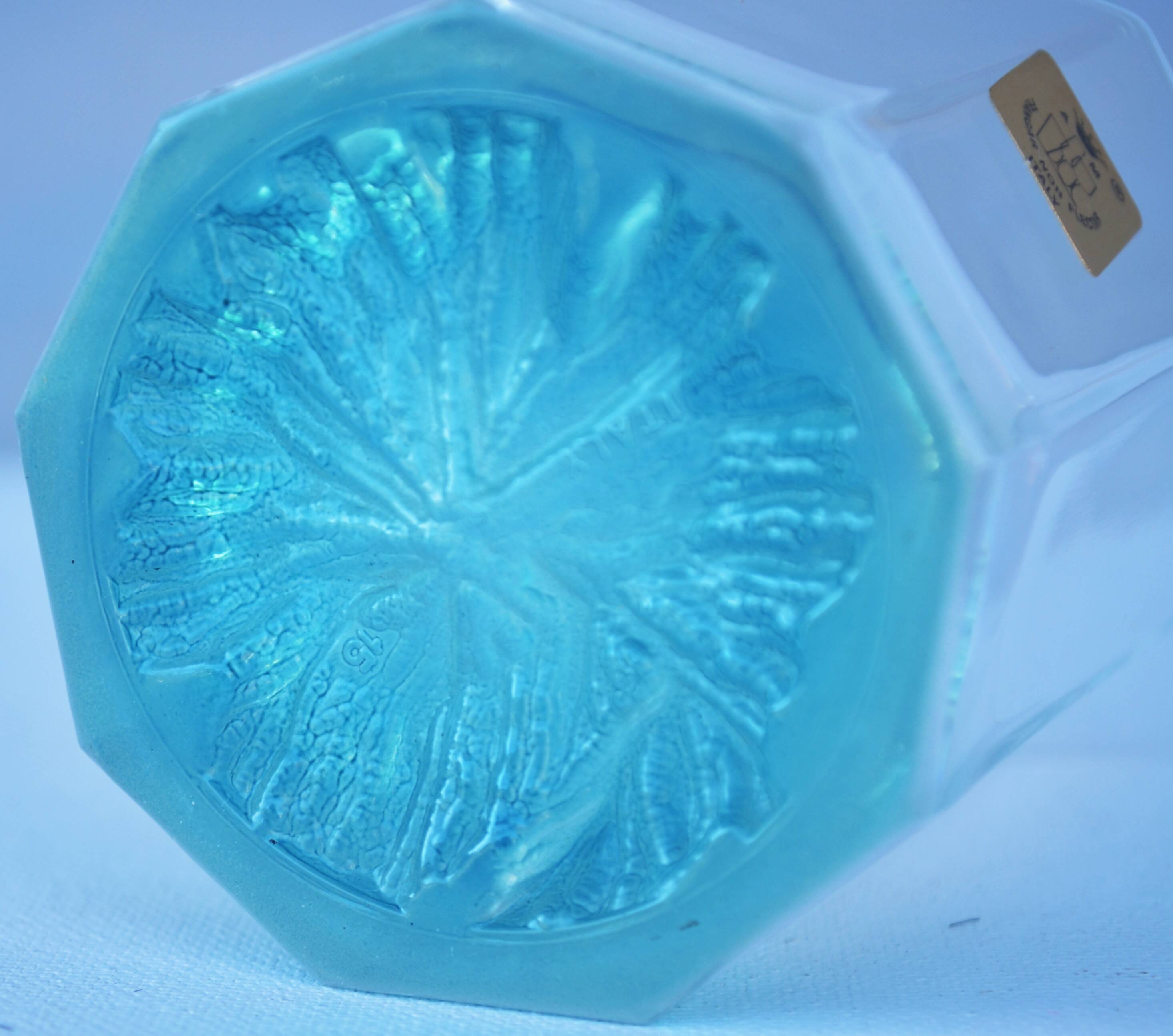 Mid Century Italy Frangar Non Flectar Whiskey Set of Blue Glasses With Ice Bucket and Fork Tongs