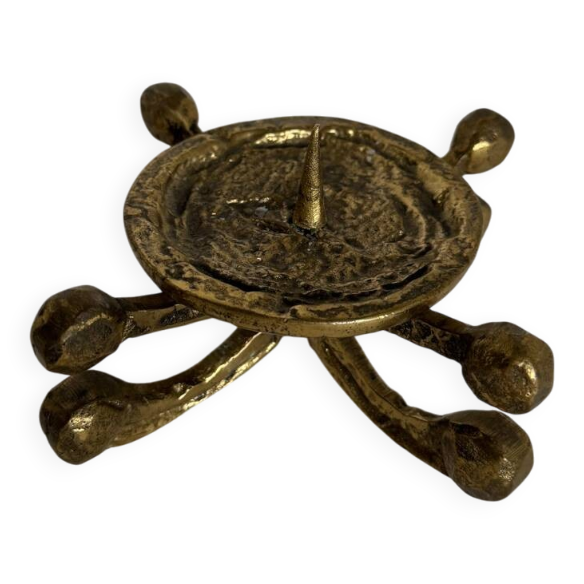 Vintage Brutalist Bronze Candle Holder