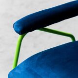 armchair velvet blue metal green 60s vintage modern