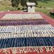 Vintage Moroccan Berber rug with multicoloured stripes – 332 x 244 cm