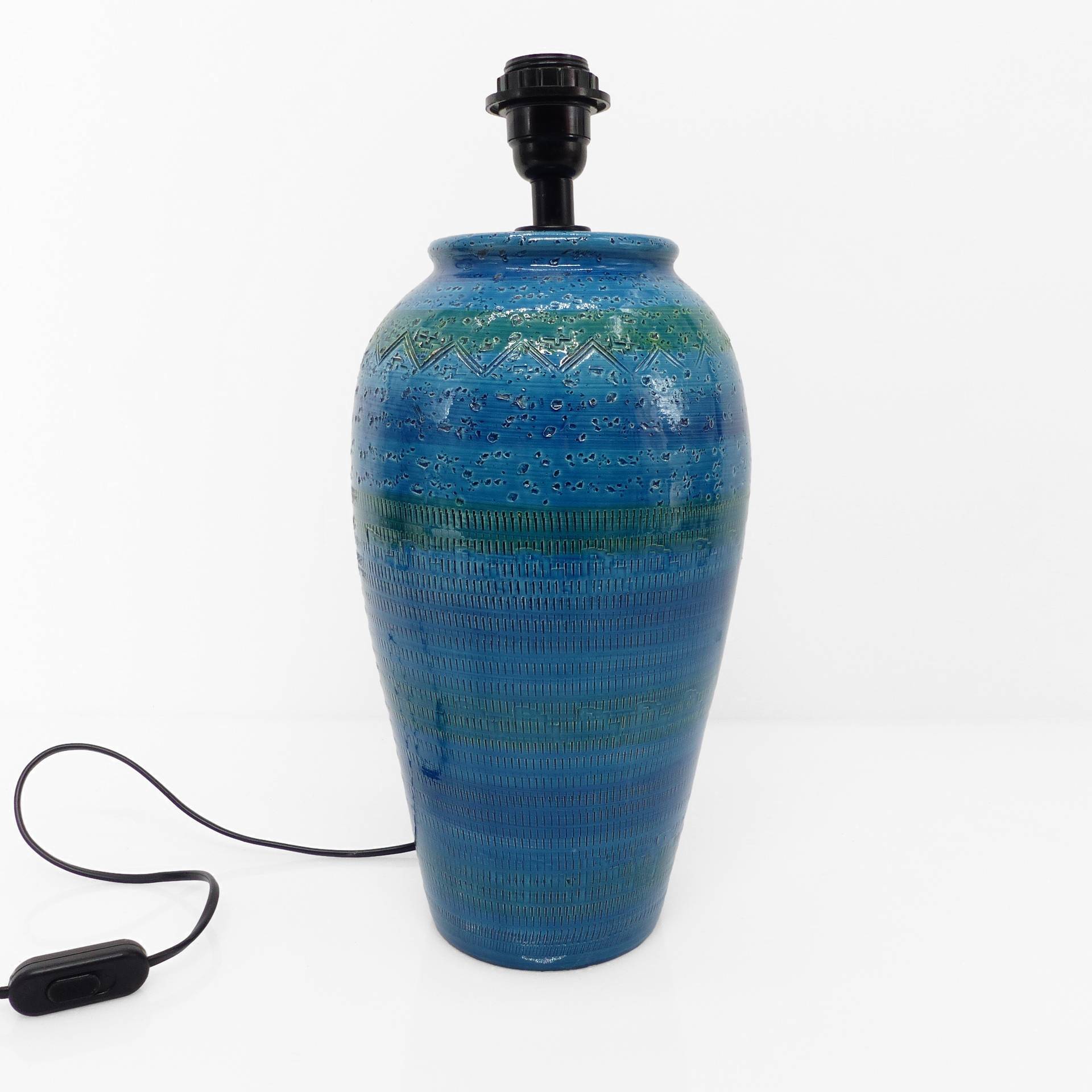 Blue earthenware lamp, Italy, circa 1980