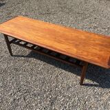 Table en palissandre Topform. Table basse vintage. Sangles en cuir