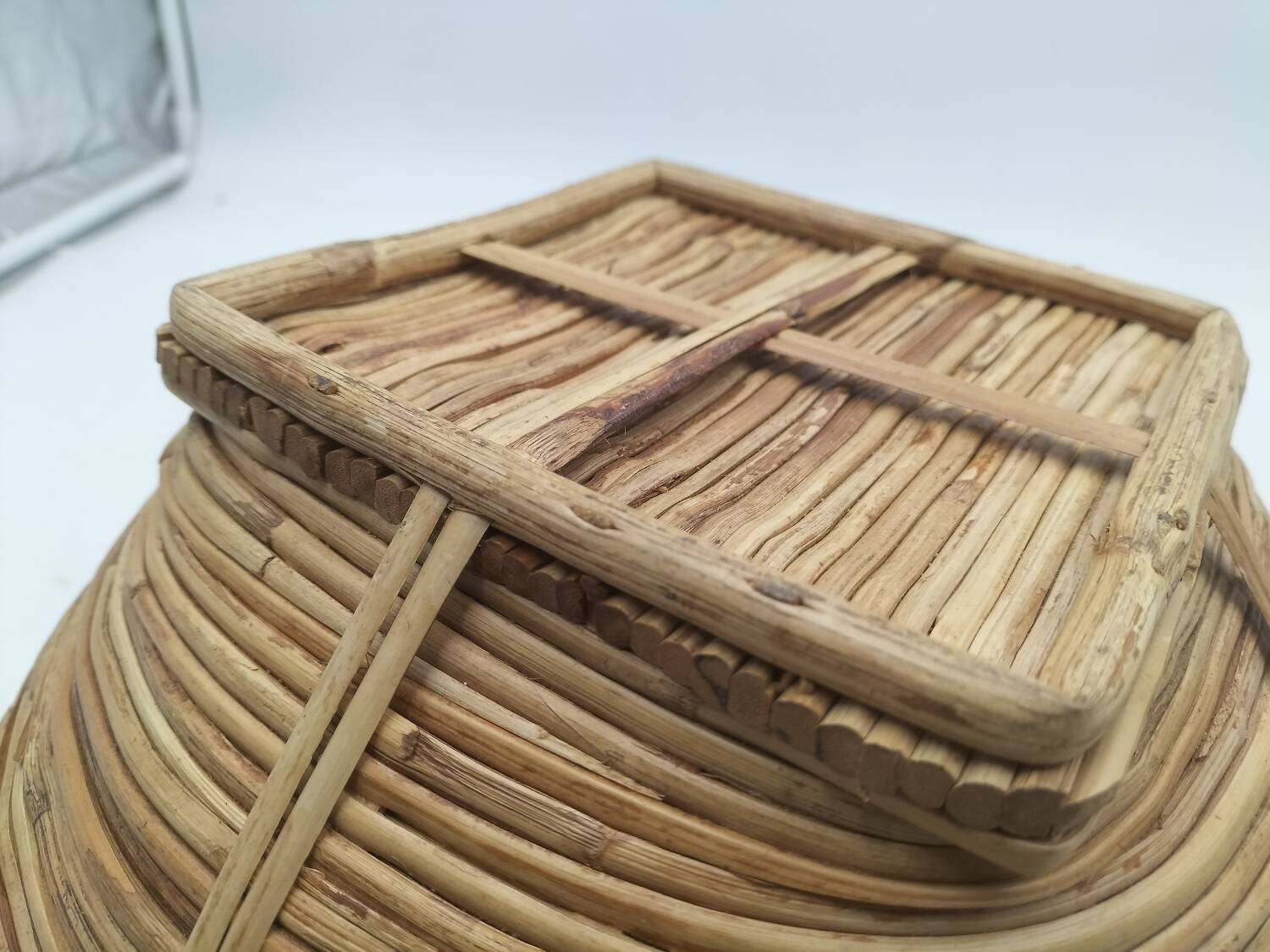 Rattan and brass basket
